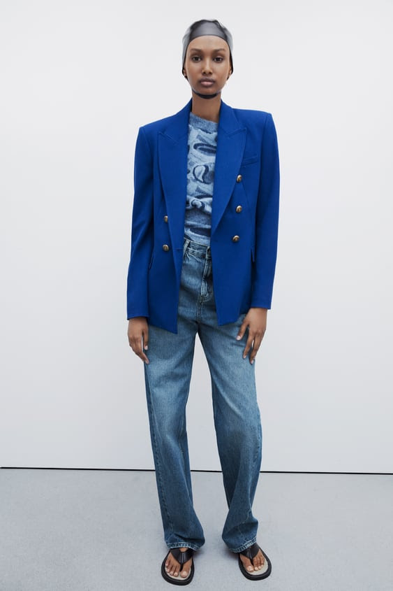 ZARA - TAILORED DOUBLE BREASTED BLAZER - Blue